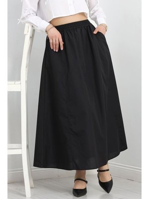 Siyah Beli Lastikli Keten Etek