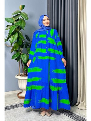 Mavi Velsa Desenli Elbise