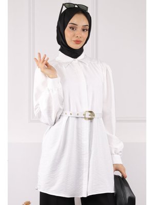 Ekru Kemerli Modal Tunik Ekru Kemerli Modal Tunik