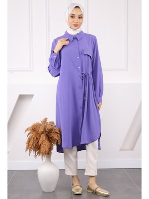 Lila Yan Bağlamalı Linda Tunik