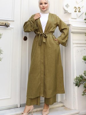 Haki Apolet Detaylı Kimono Takım Haki Apolet Detaylı Kimono Takım