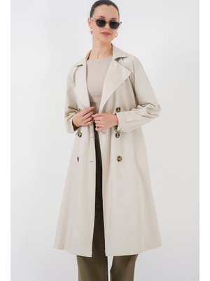 A.bej Kruvaze Yaka Arkası Baskılı Trençkot A.bej Kruvaze Yaka Arkası Baskılı Trençkot