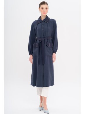 Lacivert Gömlek Yaka Torba Cepli Astarsız Modal Kap Lacivert Gömlek Yaka Torba Cepli Astarsız Modal Kap