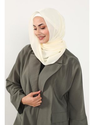 Krem Krep Şal & Penye Bone İkili Takım,ps