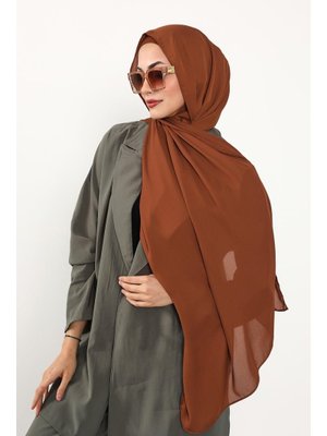 Kiremit Krep Şal & Penye Bone İkili Takım,ps