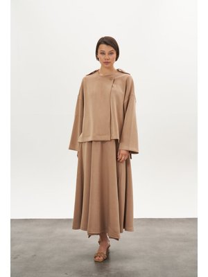 Camel Apoletli Modal Ceket