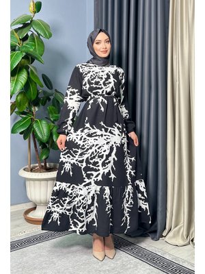 Beyaz Venedik Desenli Elbise