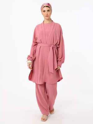 Bağlama Detaylı Üçlü Takım Gul Kurusu