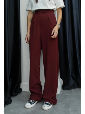 Bordo Cırtlı Palazzo Pantolon
