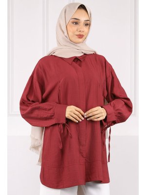 Bordo Kol Bağlamalı Tunik Bordo Kol Bağlamalı Tunik