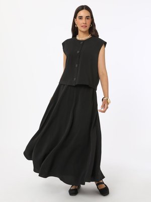 Siyah Modal Etek Yelek İkili Takım