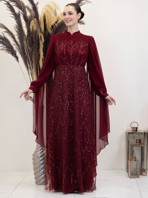 Bordo Ezgi Abiye Elbise Bordo Ezgi Abiye Elbise