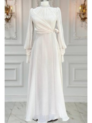 Krem Efruz Abiye Elbise