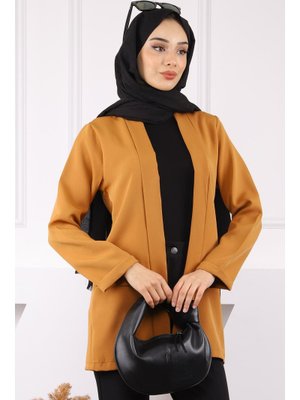 Taba Şal Yaka Krep Ceket
