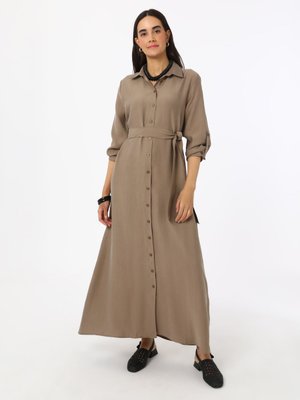 Vizon Boydan Düğmeli Tencel Elbise