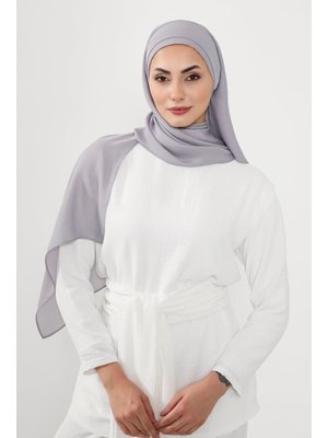 Gri Önü Pileli Tasarım Krep Pratik Şal,ps
