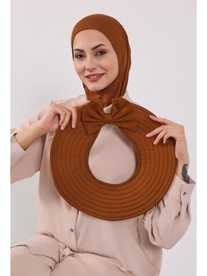 Kiremit Türban Üzeri Penye Pratik Tak Çık Fiyonklu Şapka,sp 4,sp