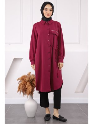 Bordo Yan Bağlamalı Linda Tunik Bordo Yan Bağlamalı Linda Tunik