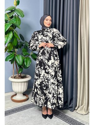 Beyaz Hera Desenli Elbise