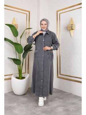 Düğmeli Cepli Kar Yıkamalı Denim Kot Kap
