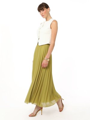 Piliseli Şifon Etek Yag Yesili