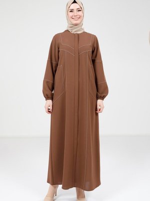 Kahve Çizgi Detaylı Cepli Ferace Kahve Çizgi Detaylı Cepli Ferace