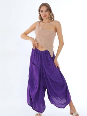 Rahat Keten Cepli İtalyan Şalvar Pantolon Rahat Keten Cepli İtalyan Şalvar Pantolon