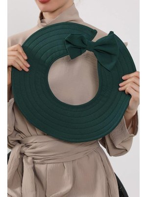 4a Koyu Yeşil Türban Üzeri Aerobin Pratik Tak Çık Fiyonklu Şapka,sp 4a,sp