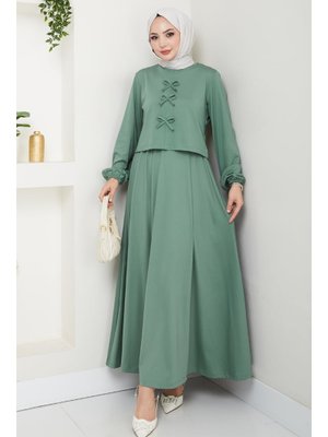 Etekli Fiyonk Detaylı Mint Yeşili Takım
