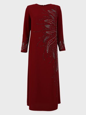 Bordo Büyük Beden Abiye Elbise