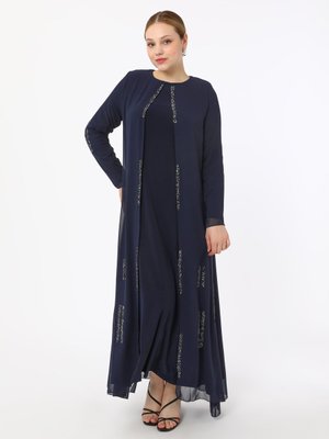 Lacivert Büyük Beden Abiye Elbise