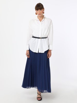 Lacivert Piliseli Şifon Etek