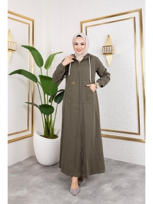 Fermuarlı Kapüşonlu Pamuk Gabardin Kap Fermuarlı Kapüşonlu Pamuk Gabardin Kap