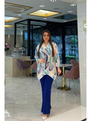 Büyük Beden Beli Lastk Detaylı Ve Çift Cepli Pantolon Saks