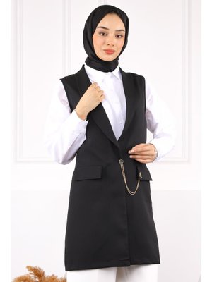 Siyah Duble Zincirli Yelek