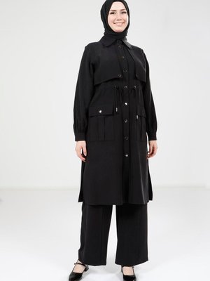 Siyah Cepli Tunik Pantolon Takımı Siyah Cepli Tunik Pantolon Takımı