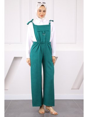 Zümrüt Yeşili Cep Detaylı Tulum