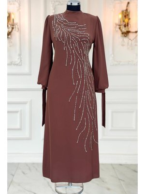 Kahverengi İrem Abiye Elbise Kahverengi İrem Abiye Elbise