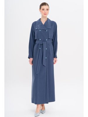 İndigo Mendil Yaka Pelerin Ve Çıt Detaylı Astarsız Modal Kap İndigo Mendil Yaka Pelerin Ve Çıt Detaylı Astarsız Modal Kap