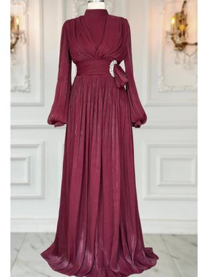 Bordo Feray Abiye Elbise Bordo Feray Abiye Elbise