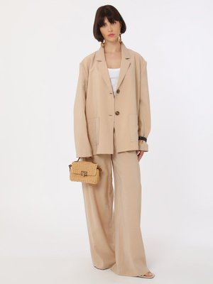 Taş Rengi Exclusive Modal Kumaşlı Rahat Kalıp Şık Ceket