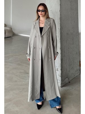 Gri Yakası Ve Kol Ağzı Taş Bezeli Astarsız Kap