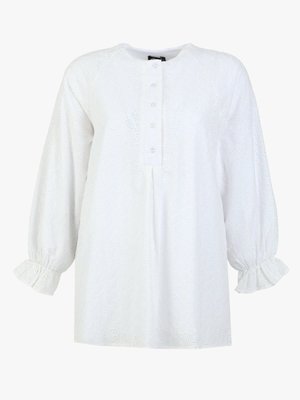 Beyaz Büyük Beden Pamuklu Brode Tunik