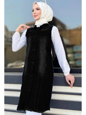 Antrasit Nesa Püsküllü Kot Yelek