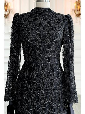 Siyah Petek Abiye Elbise