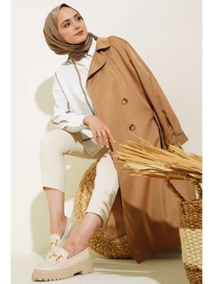 Taba Kruvaze Yaka Trençkot Taba Kruvaze Yaka Trençkot