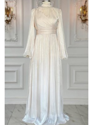 Krem Pelin Abiye Elbise