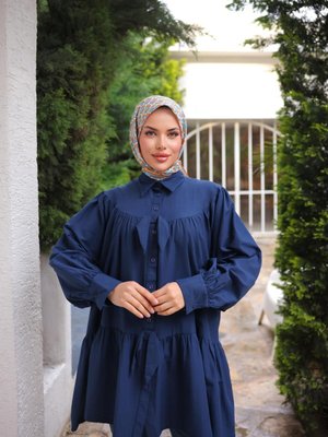 Fiyonklu Salaş Tunik Rahat Geniş Kesim Günlük Gömlek Fiyonklu Salaş Tunik Rahat Geniş Kesim Günlük Gömlek