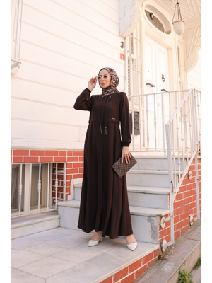 Kahverengi Allerli Kiloş Bağcıklı Ferace