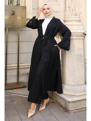 Siyah Apolet Detaylı Kimono Takım Siyah Apolet Detaylı Kimono Takım